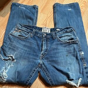 Ariat Relaxed Fit Boot Cut Distressed Denim Jeans Mens‎ 34x34